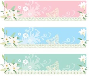 banner Resumen bella flor blanca set vectorial de diseño