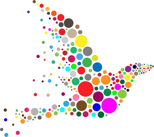 ilustrasi vektor abstrak burung dengan lingkaran berwarna-warni