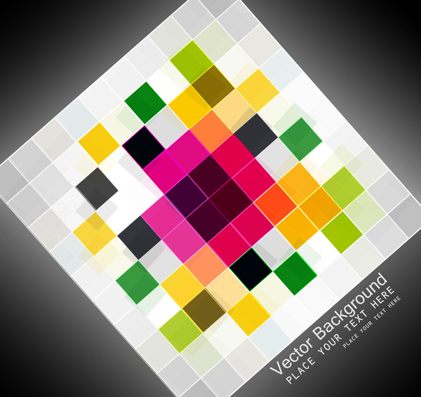 abstrakt schwarz leuchtend buntes Mosaik-Quadratur des Kreises-Vektor-design