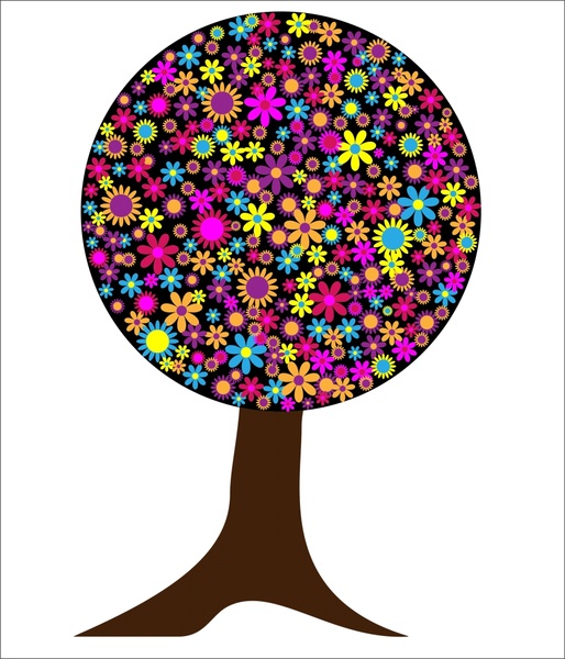 ilustração em vetor árvore florescendo abstrata