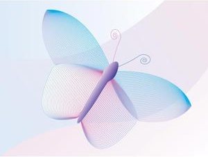 추상 파란색과 분홍색 나비 로고 디자인 요소 벡터