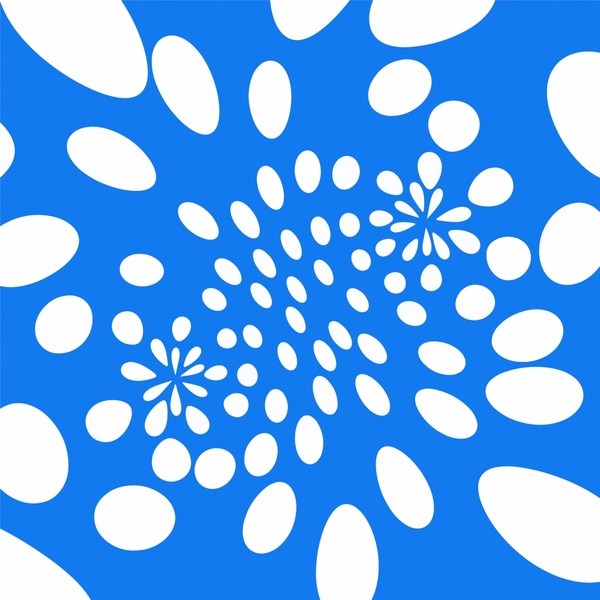 disegno astratto blu con cerchi bianchi deformati
