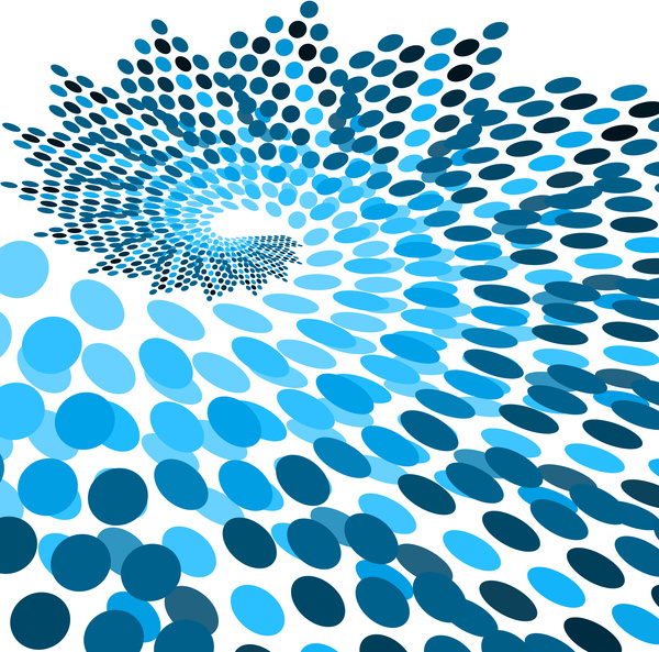 カラフルな抽象的なブルー サークル ドット旋回波背景ベクトル イラスト