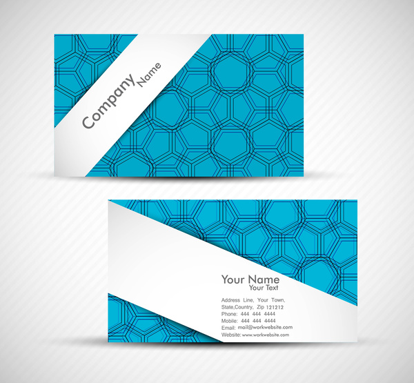 Abstract Blue Colorful Business Card Set White Vector