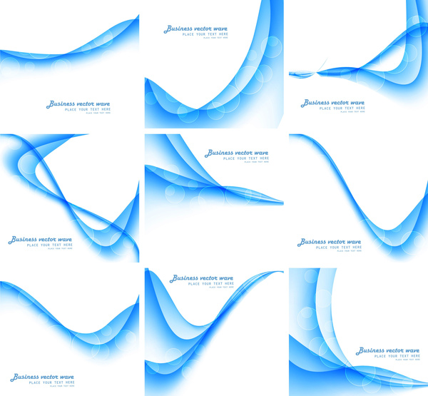 抽象的なブルーのカラフルなビジネス波ベクトルを設定