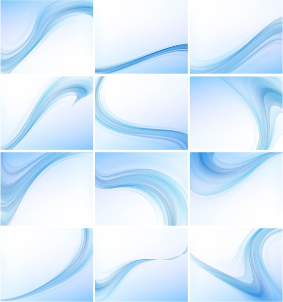 抽象的なブルーのカラフルなビジネス波ベクトル デザインを設定
