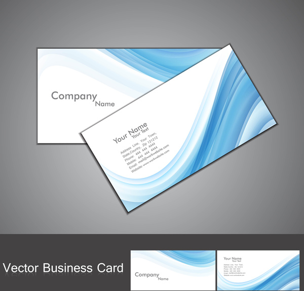 set vector de onda fantástico colorido azul abstracto tarjeta de visita