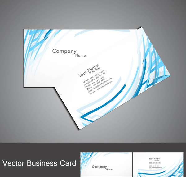 cartão de visita de onda abstrata linha colorida azul conjunto vector