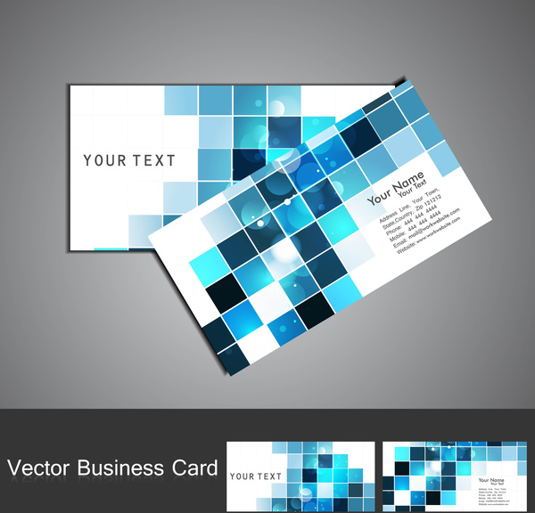 conjunto de tarjeta de visita azul abstracto colorido mosaico