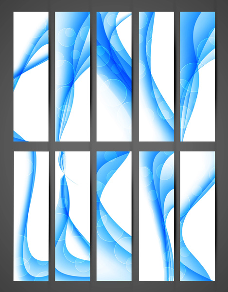 conjunto de vector de cabecera vertical brillante colorido azul Resumen