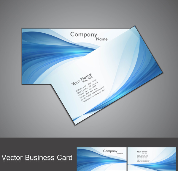 abstrak gelombang bergaya warna-warni biru bisnis kartu set