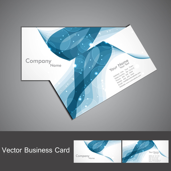مجموعة بطاقات الأعمال مجردة موجه أنيقة ملونة زرقاء