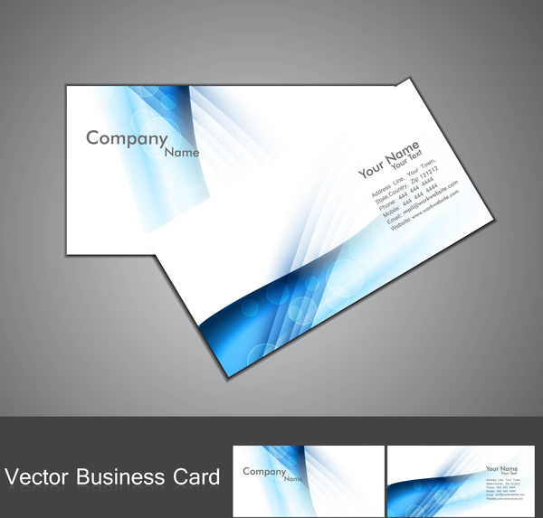 Abstract Blue Colorful Stylish Wave Business Card Set Background