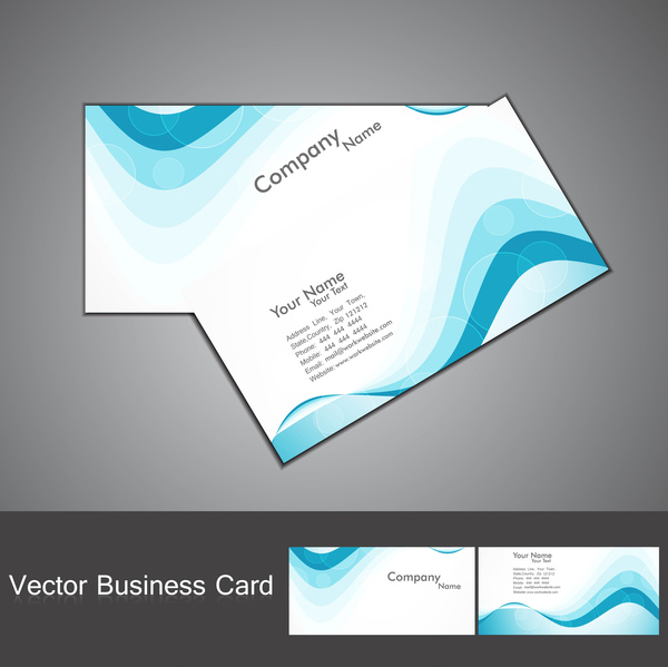 Абстрактные Голубая волна красочных стильные визитная карточка набор вектор