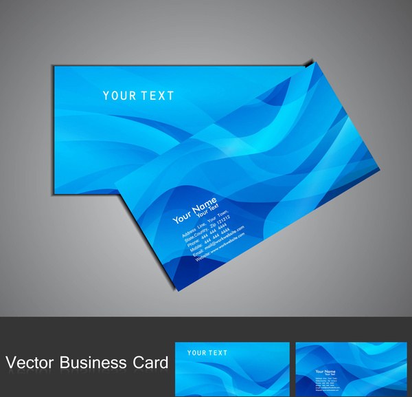 abstrait bleu vague colorée jeu de carte de visite