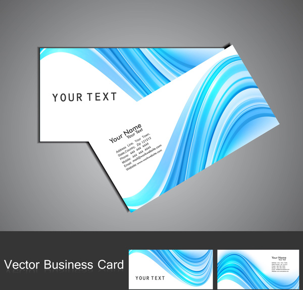 abstrait bleu vague colorée jeu de carte de visite