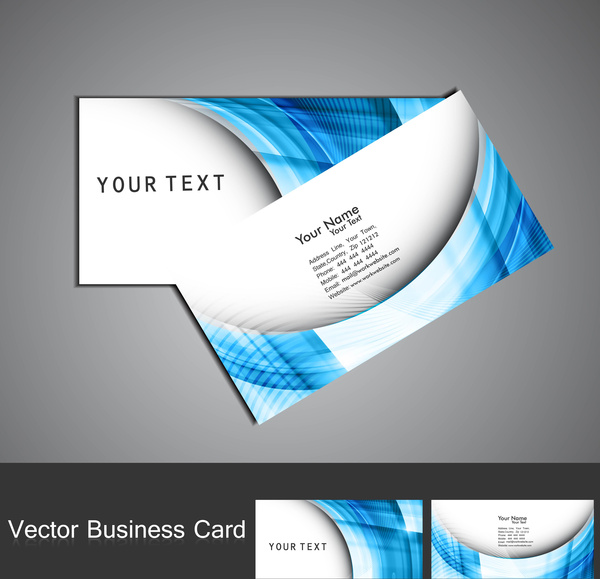abstrak gelombang warna-warni biru bisnis kartu set