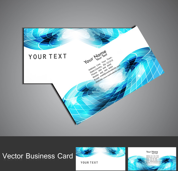 Abstract Blue Colorful Wave Business Card Set
