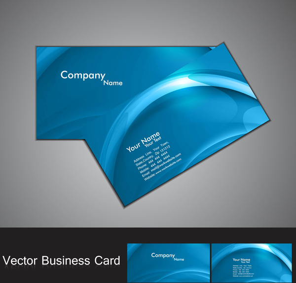 抽象的なブルーのカラフルな波のビジネス カードのセット デザイン