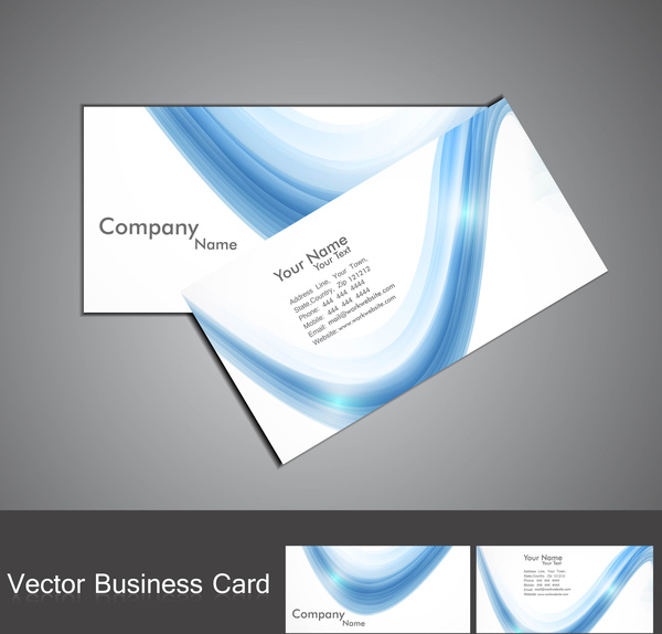 onda variopinta blu astratto business card set vettoriale