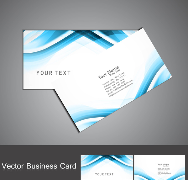 синий абстрактный красочные волны визитная карточка набор векторные иллюстрации