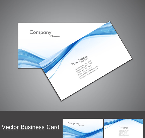 cartão abstrato azul colorido onda definir ilustração vetorial
