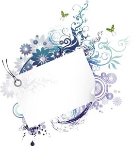 elementos de diseño de arte floral azul abstracto flor marco vectorial
