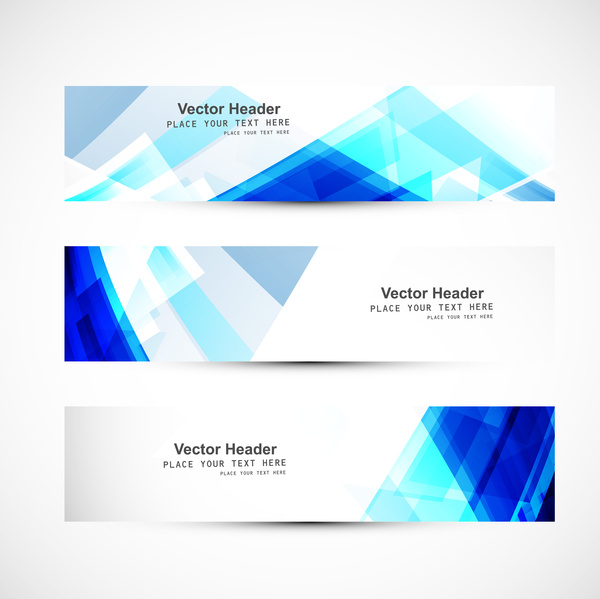 Abstract Blue Wave Three Header Set Whit Background Vector Design