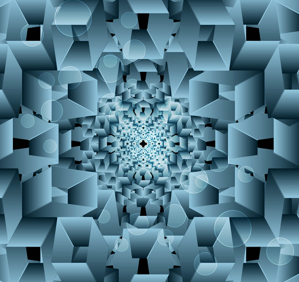 抽象的なボックス ブルー カラフルな渦巻きキューブ背景ベクトル