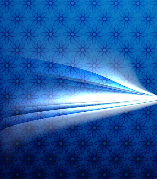 抽象明亮的蓝色五颜六色的线波技术背景向量