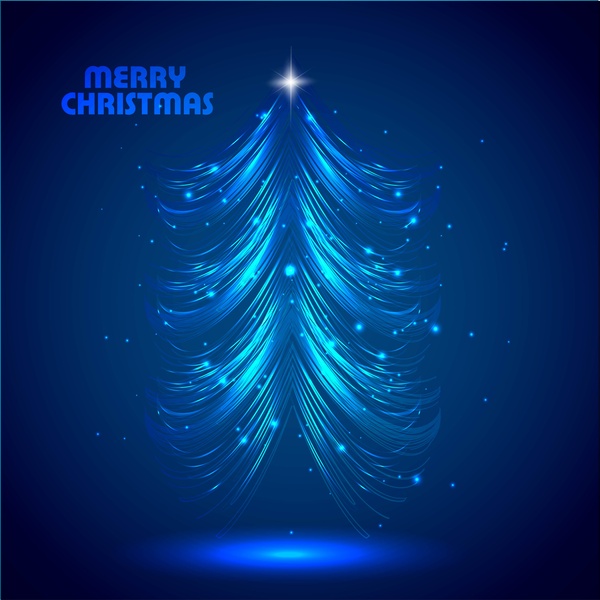 Soyut parlak mavi parlak Noel ağacı vektör