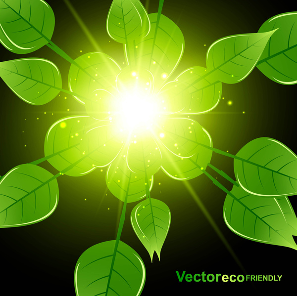 Vektor Abstrak mengkilap terang eco alam hijau hidup desain