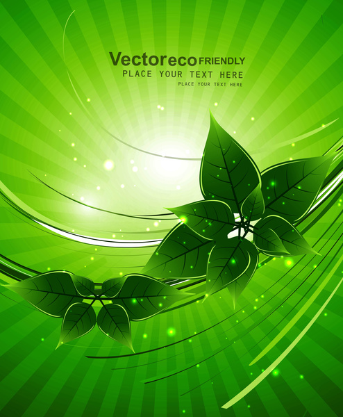Abstract vector brilhante verde natural eco design de vidas