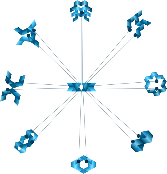 abstrakt Business bunt glänzend Business Set blaue Icons Vektor