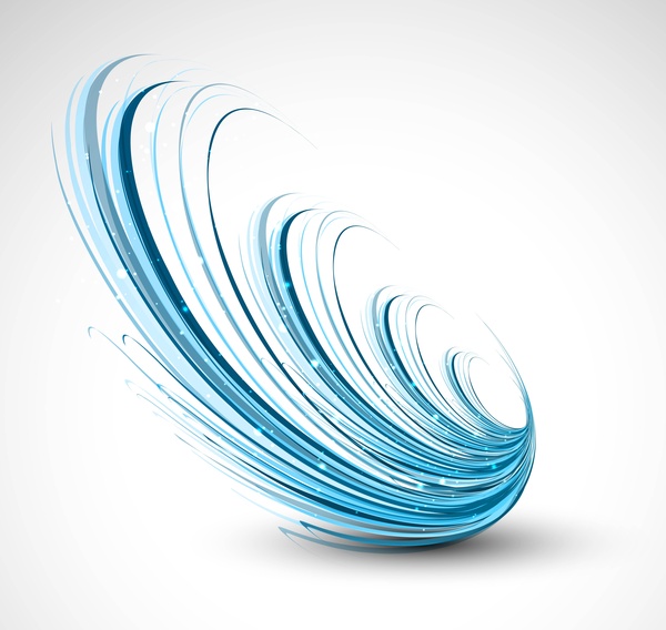 เวกเตอร์คลื่นวงกลมสีน้ำเงินมีสีสันเทคโนโลยีธุรกิจนามธรรม