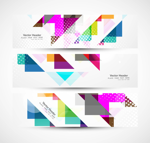 抽象业务三个五颜六色的马赛克标题设计向量