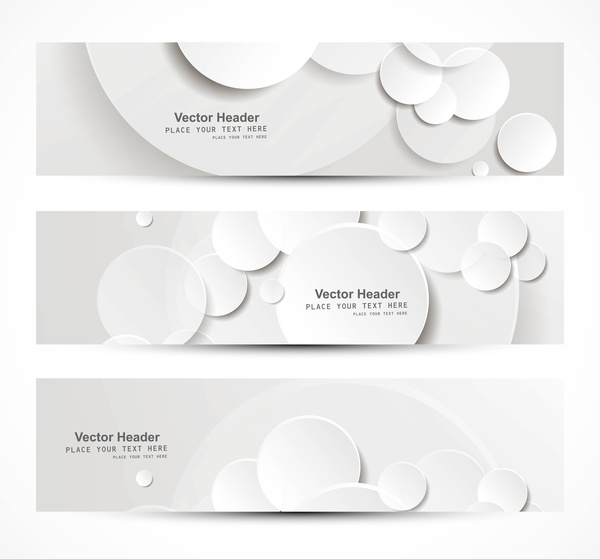 抽象的なビジネス 3 つの灰色の円のヘッダー デザインのベクトル