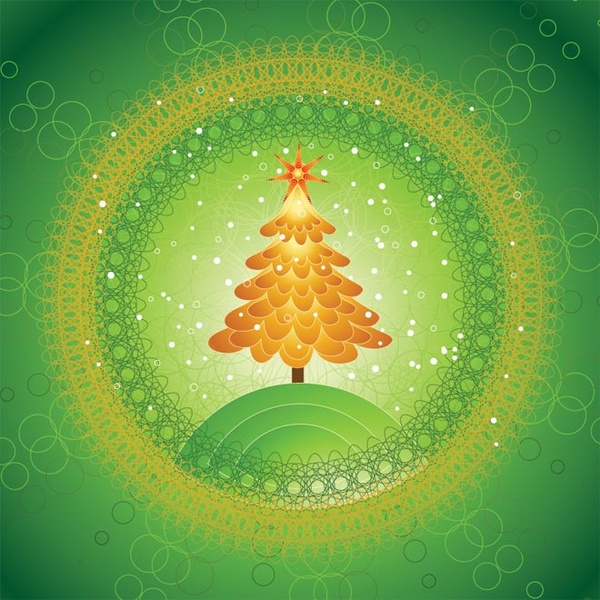 sınır vektör ile soyut kaligrafi neşeli Noel altın ağacı