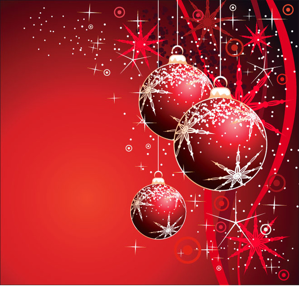 abstrak latar belakang bola Natal dengan kepingan salju dan bintang vektor
