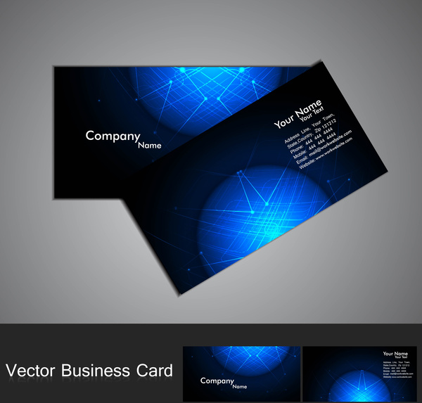 abstrak lingkaran biru berkilau teknologi kartu bisnis vector latar belakang