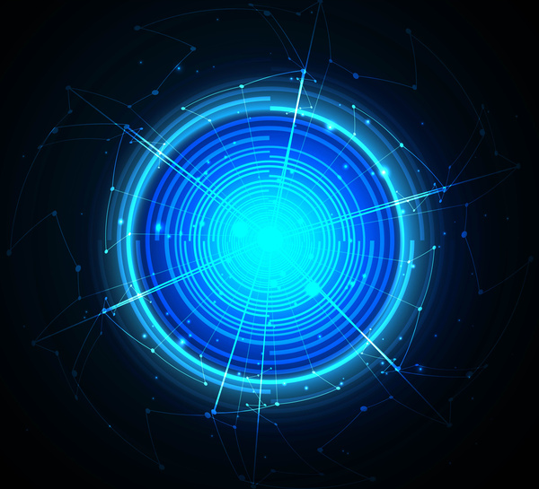 astratto cerchio blu splendente tecnologia vettoriale backround