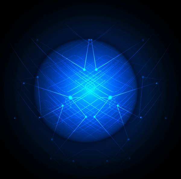 Abstrakcja circle niebieski błyszczący technologia wektor wzór