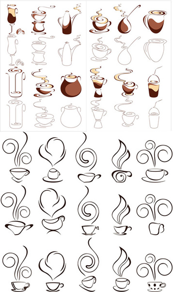 Абстрактная графика кофе элементы дизайна