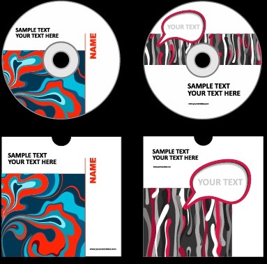 추상적인 색된 dvd 및 cd 디스크 커버 벡터 포장