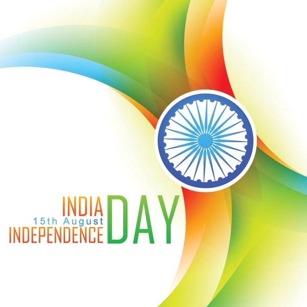 abstrak latar belakang berwarna-warni dengan Asoka roda indiath hari kemerdekaan Agustus