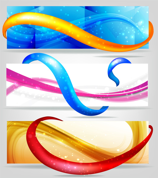 abstratos coloridos banners com design de linhas curvas