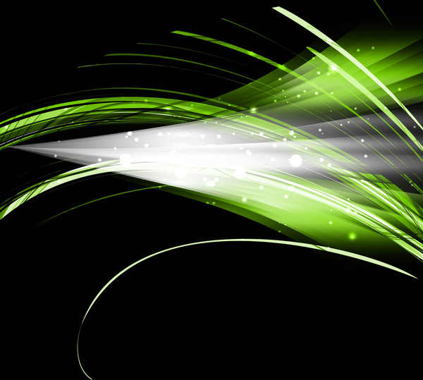 illustration vectorielle abstrait coloré noir brillant vague verte