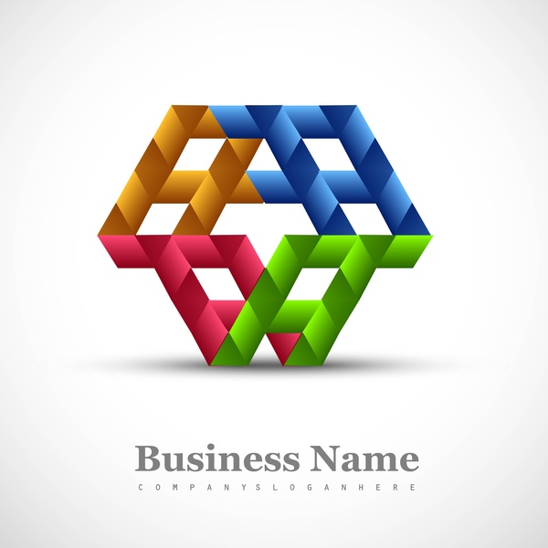 ícone de negócios colorido abstrato estilizado design de vetor de símbolo