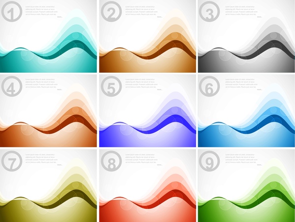 modelo de onda abstrata negócios coloridos numerados vector coleção