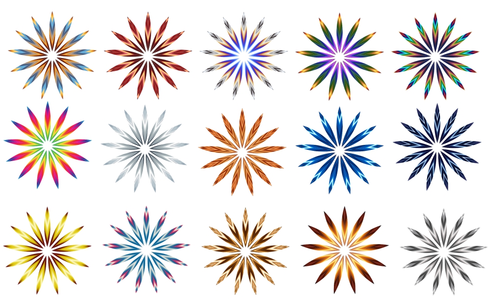 bunga berwarna-warni abstrak set vektor ilustrasi